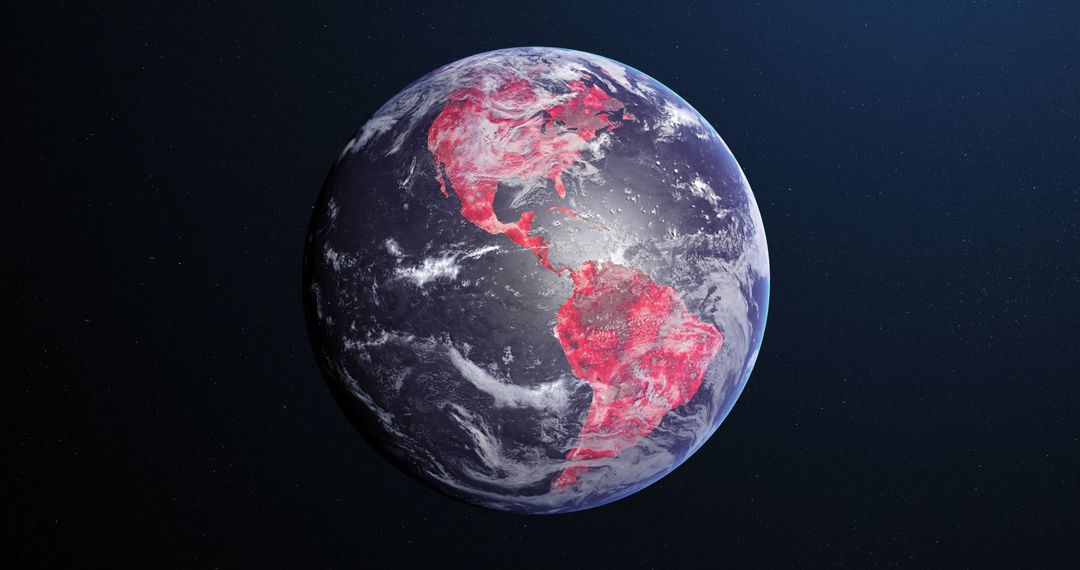 Globe Showing COVID-19 Spread with Red Continents