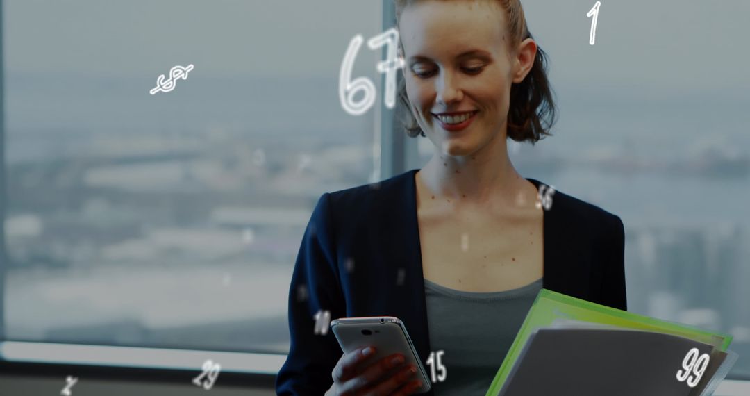 Woman Exploring Social Media Analytics on Smartphone