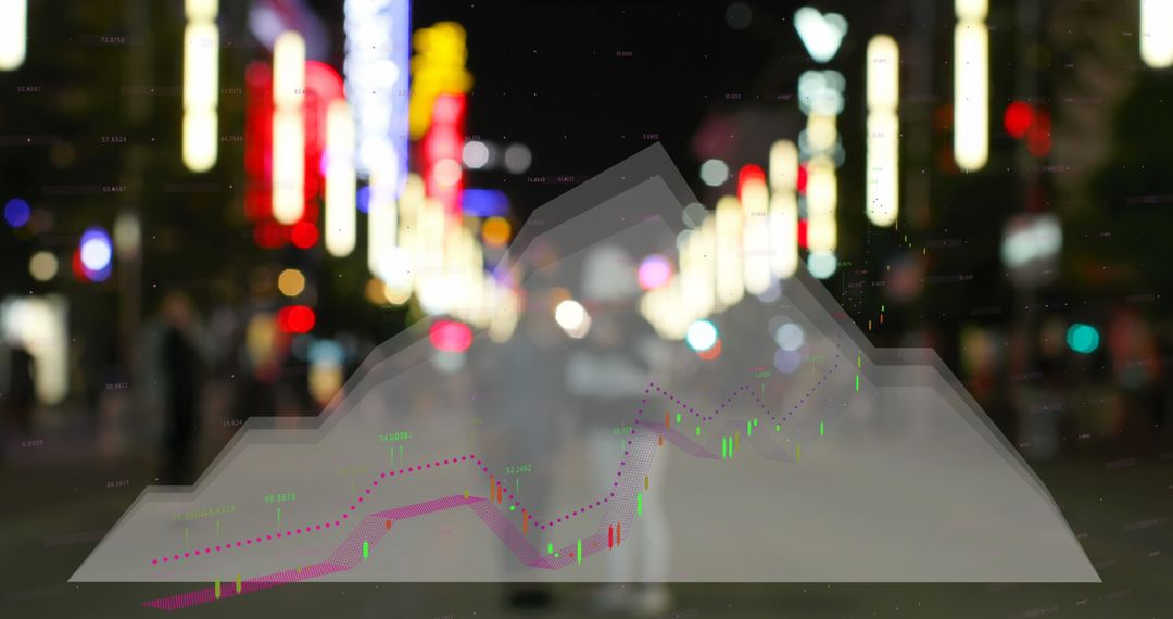 Abstract Financial Graph High-Tech Interface Overlay in Night City