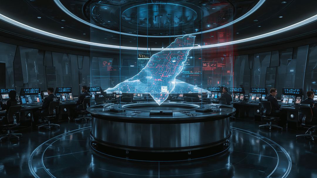 Futuristic Command Center with Holographic Technology