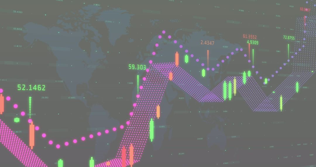 Abstract Stock Market Data Visualization with Global Map - Free Images, Stock Photos and Pictures on Pikwizard.com