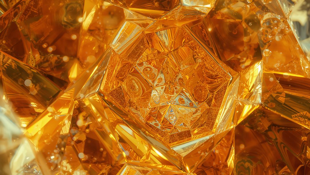 Glowing Crystalline Polyhedron with Intricate Tessellations