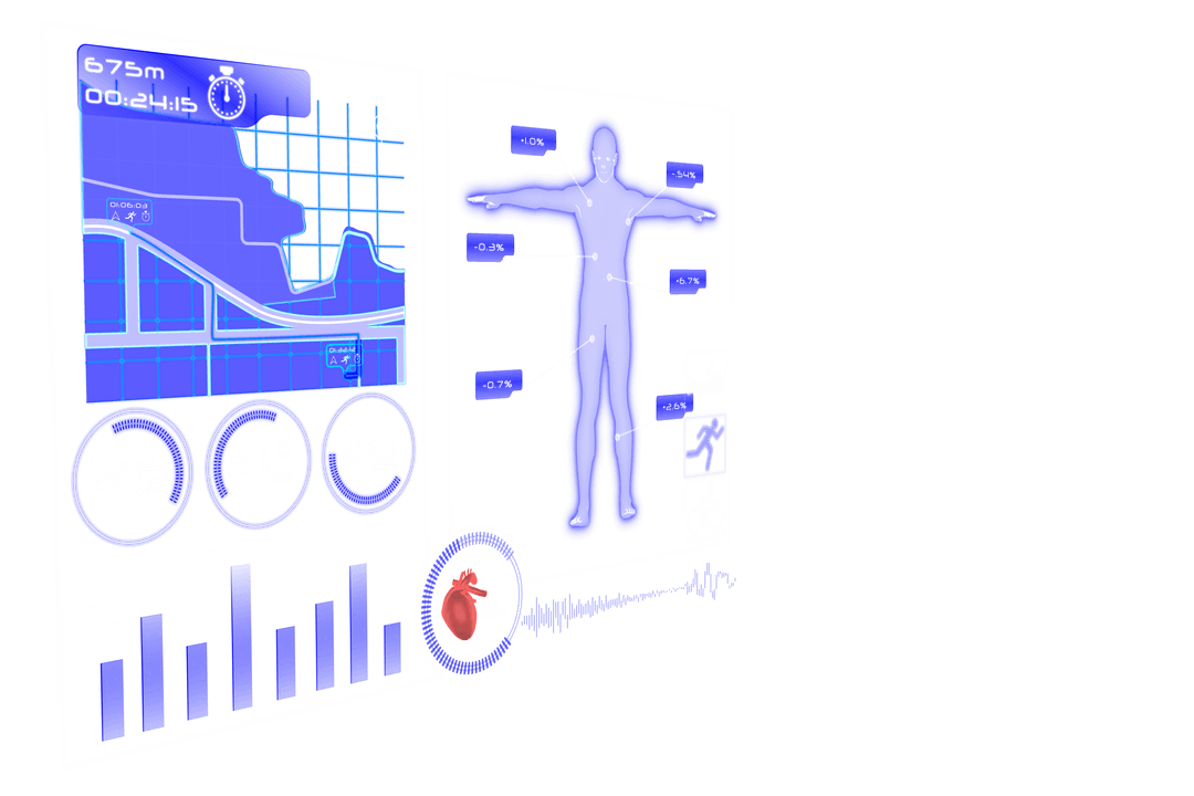 Innovative Science Data Display Human Analysis on Transparent Background