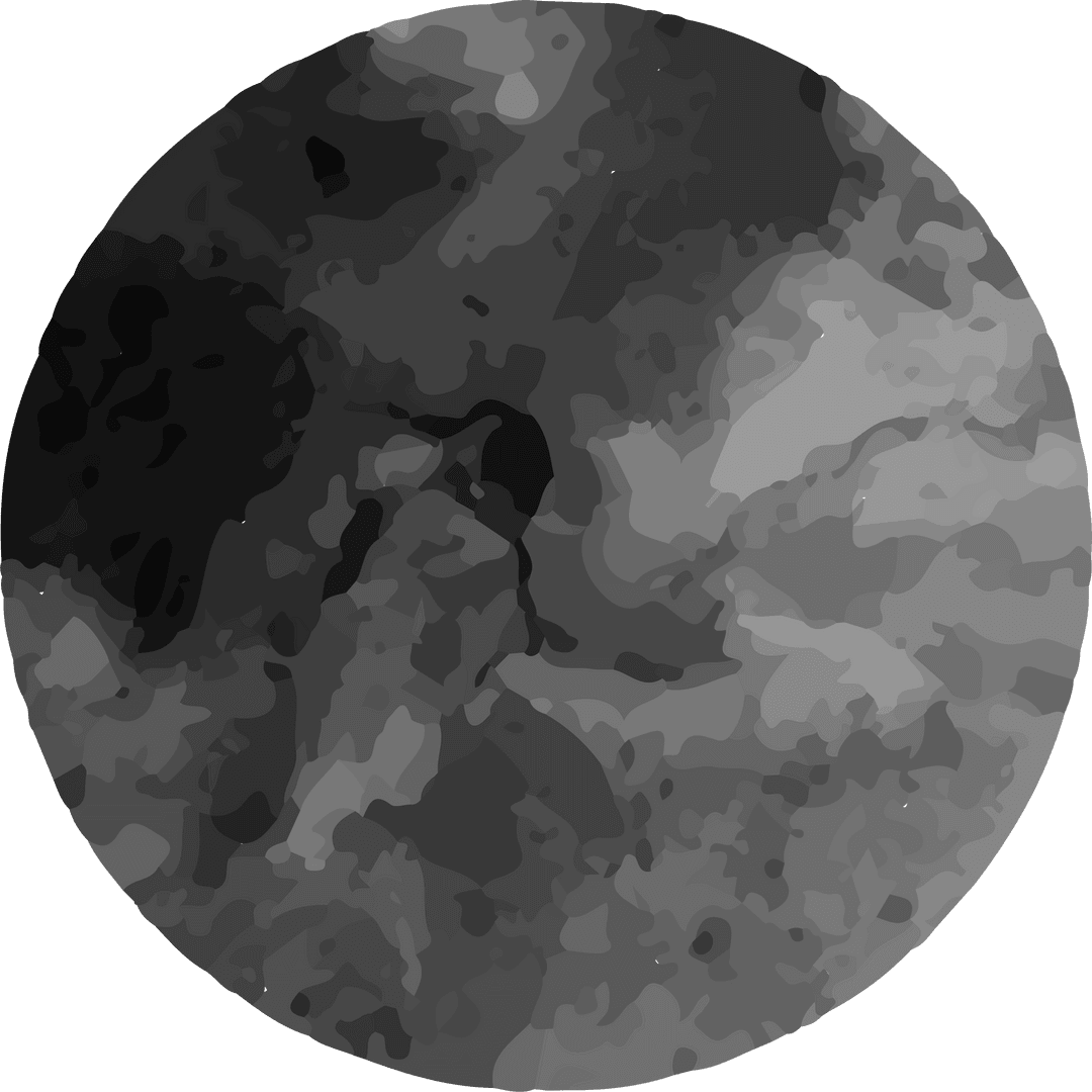 Gray Lunar Surface with Craters and Mare on Transparent Background