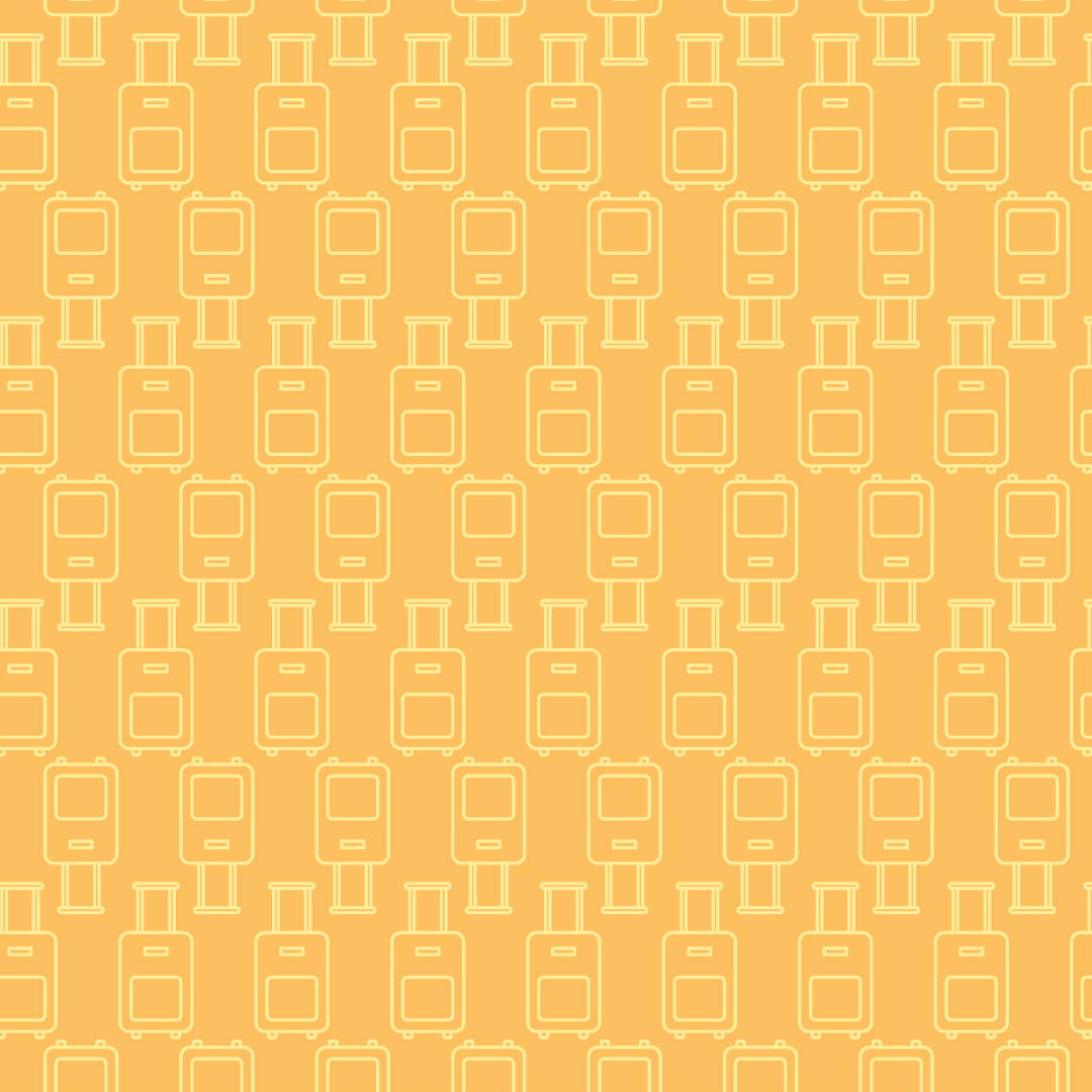 Transparent Yellow Suitcase Pattern on Orange Background