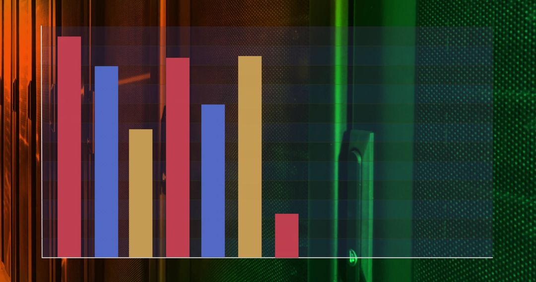 Colorful Data Bar Chart on Technological Backdrop