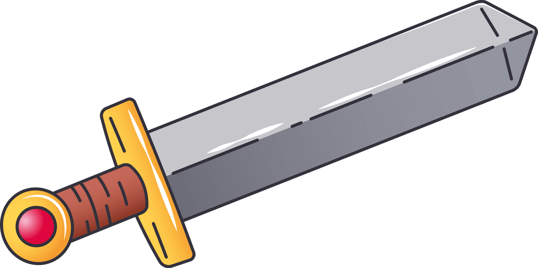 Digital Vector Sword Icon on Transparent Background