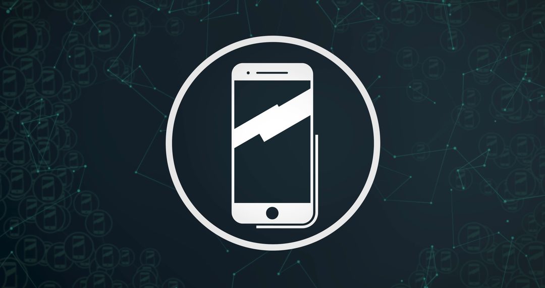 Digital Smartphone Icon with Network Connections on Dark Background