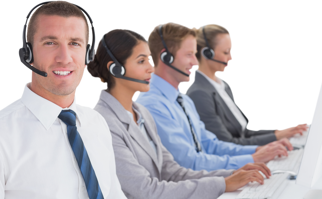 Transparent Team Collaborating in Modern Call Center Environment - Download Free Stock Images Pikwizard.com