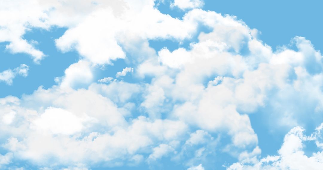 Fluffy Clouds on Serene Blue Sky on Sunny Day