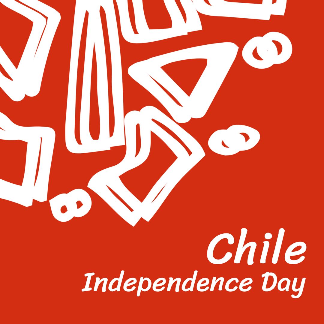 Chile Independence Day Illustration with Abstract Scribbles on Red