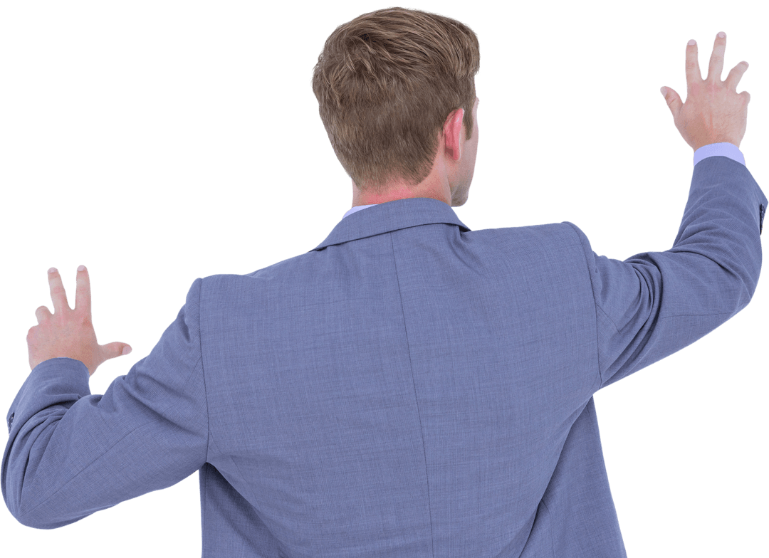 Businessman Gesturing Transparently in Suit
