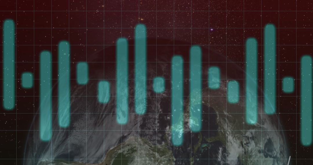 Futuristic Digital Waves over Earth, Highlighting Global Technology