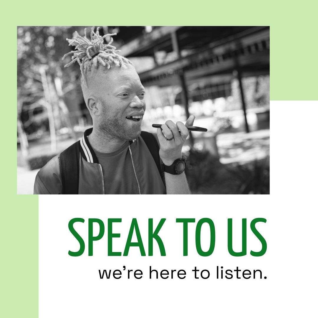 Smiling Man Communicating for Mental Health Awareness Concept