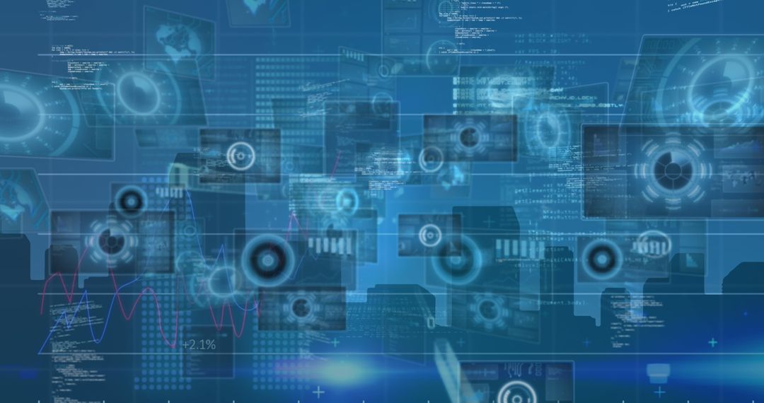 Futuristic Interface with Advanced Digital Screens Processing Data