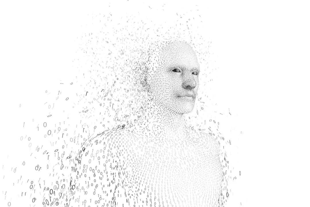 Pixelated Human Figure on Transparent Background Illustration