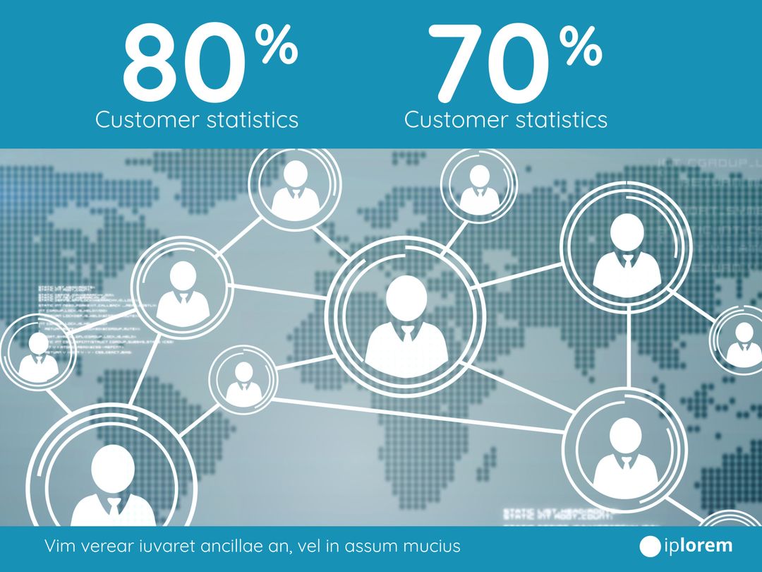 Global Business Network Infographic with Customer Statistics