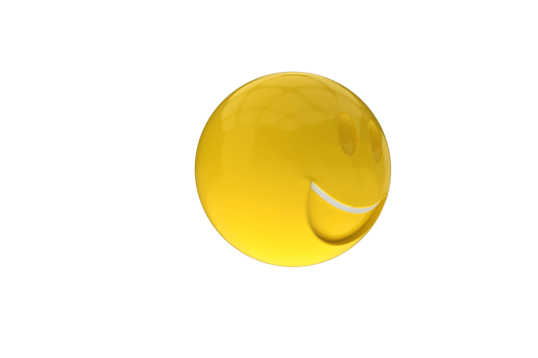 Transparent Three-Dimensional Smiling Emoji on Black Background