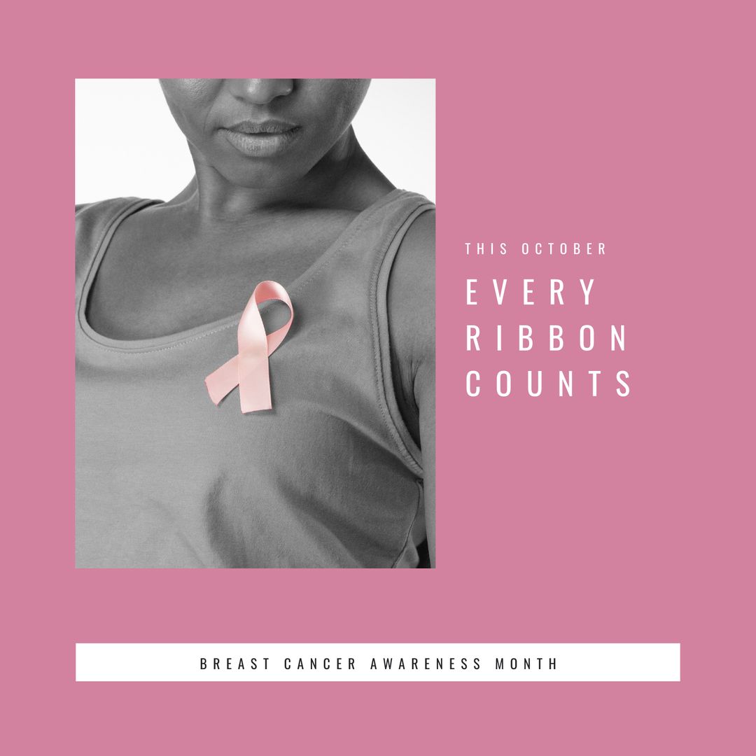 Breast Cancer Awareness with Pink Ribbon Support Message