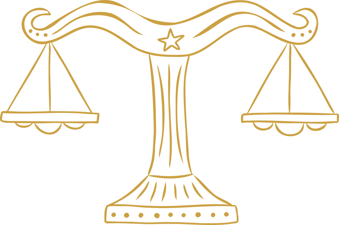 Golden Libra Scale Illustration with Transparent Background