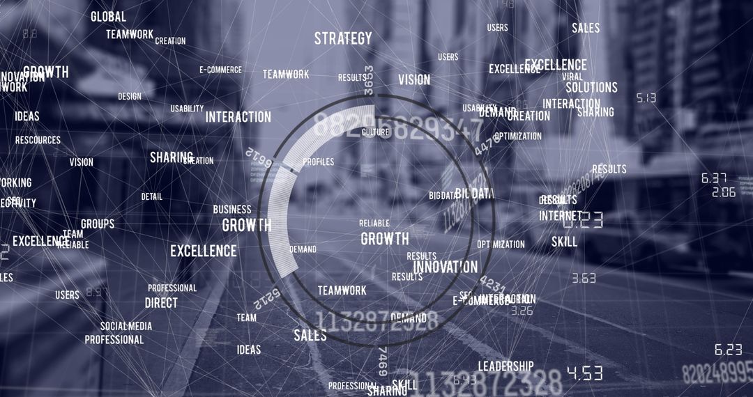 Global Network Connections Over Busy Cityscape