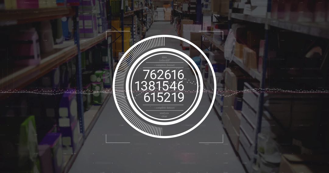 Digital Interface Scanning Surreal Warehouse Scene