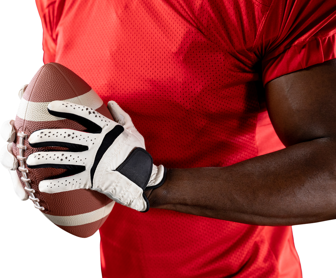 Transparent Close-Up of American Football Player Holding Ball in Uniform - Download Free Stock Images Pikwizard.com