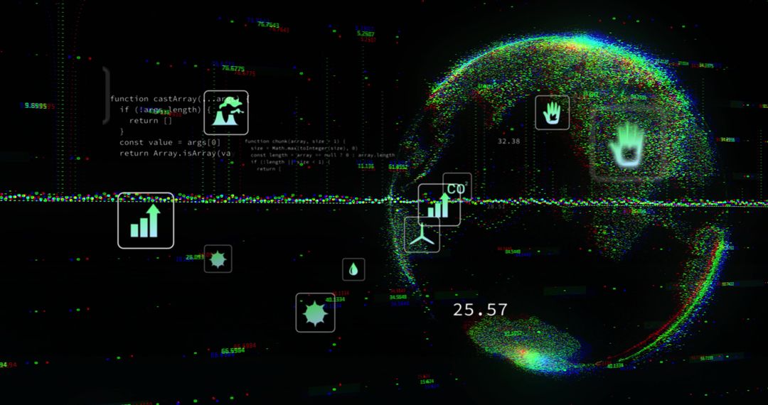 Futuristic Data Visualization Dashboard with Digital Globe and Analytics Icons