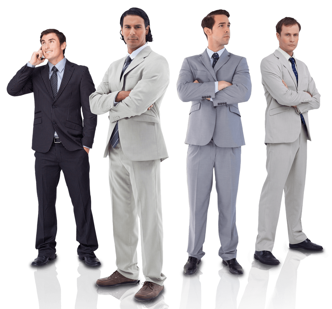 Transparent Images of Confident Businessmen in Formal Suits