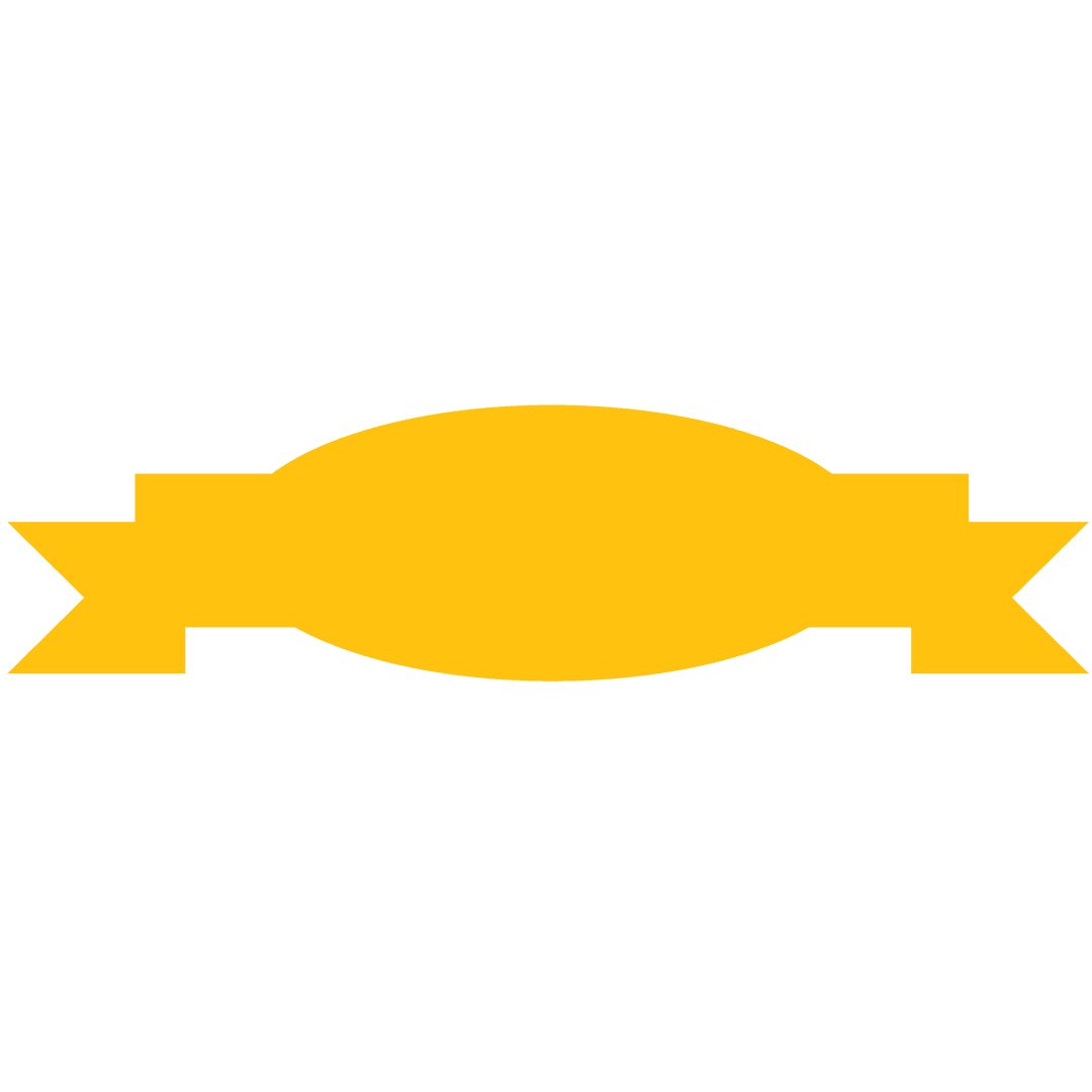 Yellow Badge with Ribbon on Transparent Background