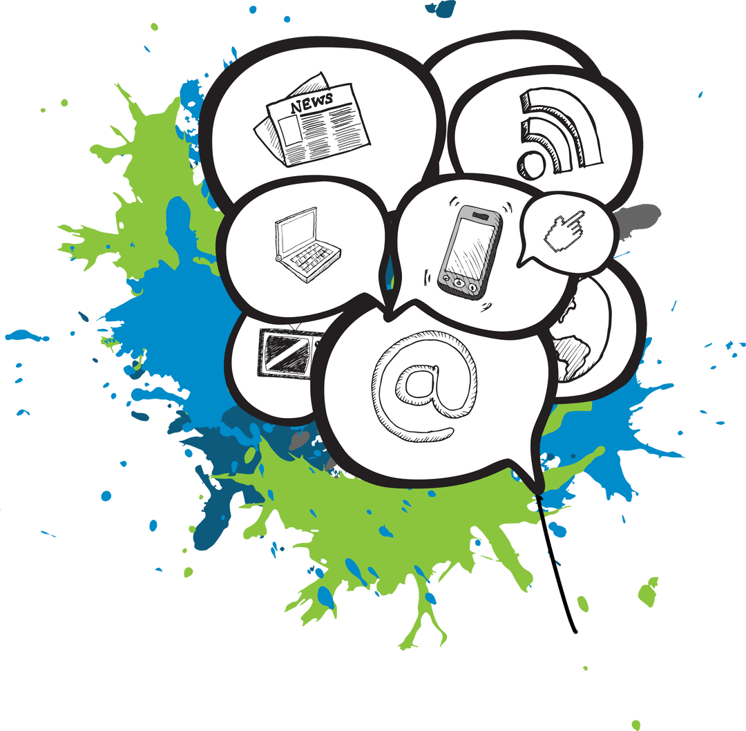 Digital Symbols Network on Transparent Background