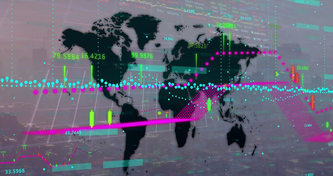Digital Global Connections on Transparent World Map Concept