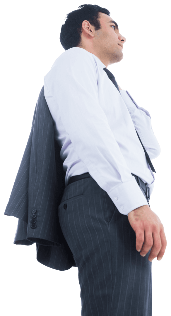 Transparent Confident Asian Businessman Looking Upward