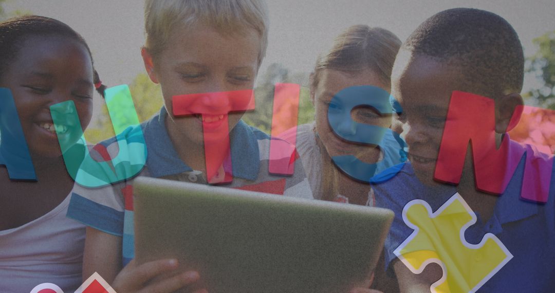 Autism Awareness Concept with Children Using Tablet