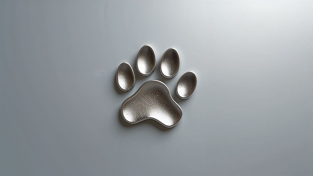 Textured Metallic Paw Print on Smooth Grey Panel