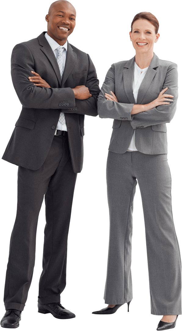 Transparent Business Professionals Posing with Confidence