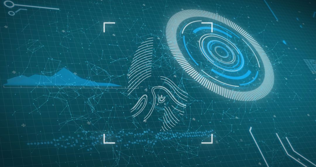 Futuristic Biometric Fingerprint Scanner Interface with Data Visualization