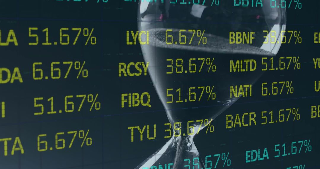 Financial Data with Hourglass Symbolizes Time in Trading