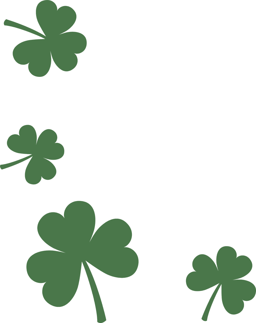 Green Clover Silhouettes on Transparent Background for Decorative Use
