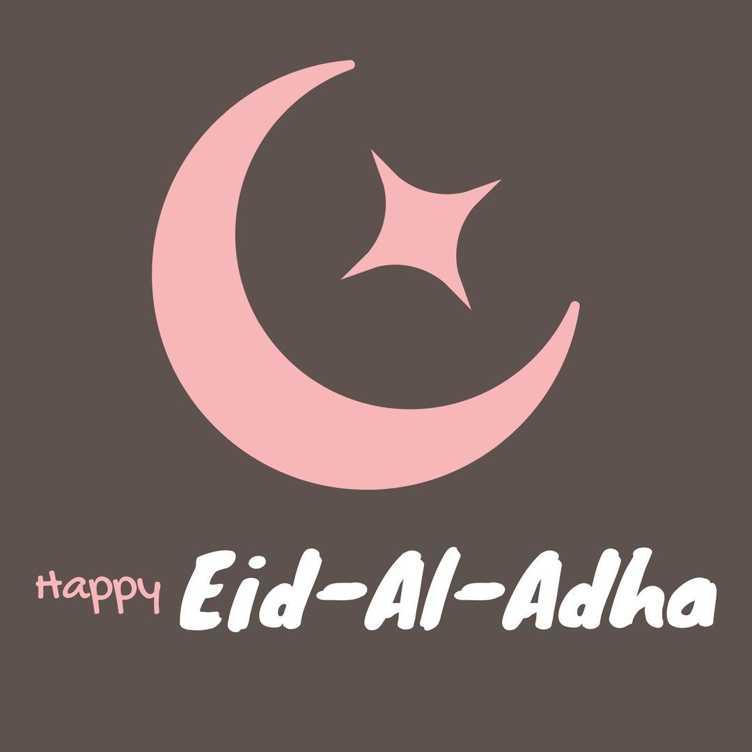 Pink Crescent Moon and Star Eid Al Adha Celebration Graphic