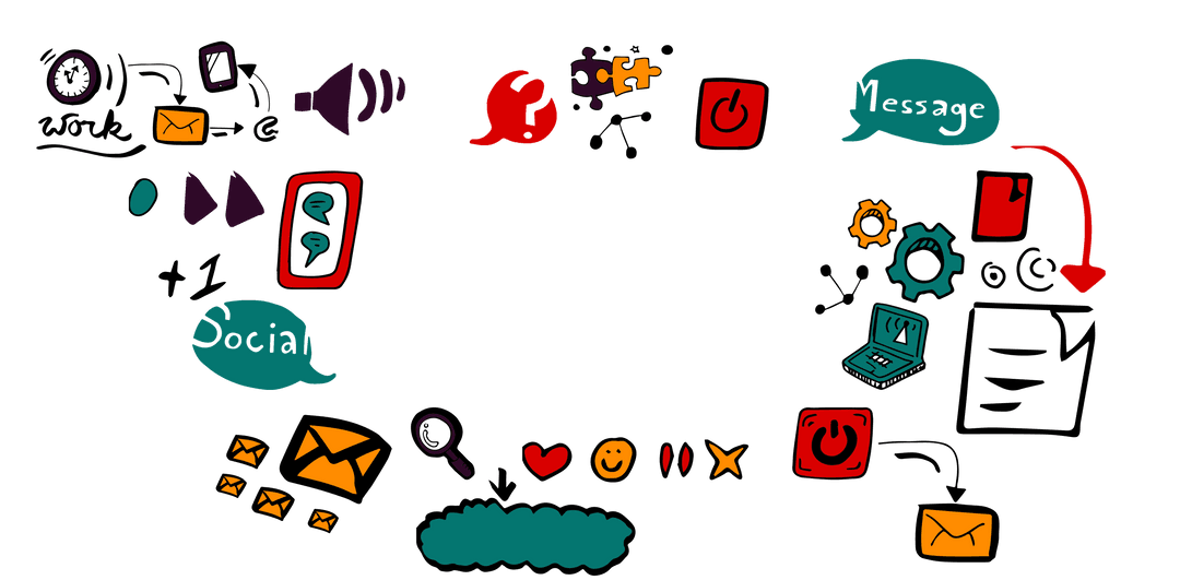Colorful Social Media Communication Shapes on Transparent Background