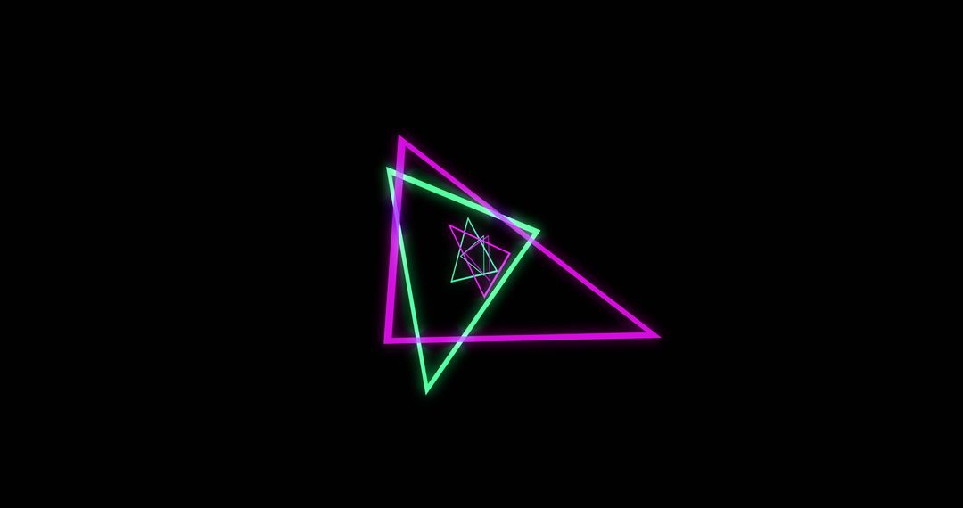 Dynamic Neon Triangle Montage on Black Background
