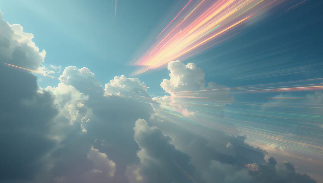 Dynamic Cumulus Clouds with Vivid Pastel Light in Vast Sky