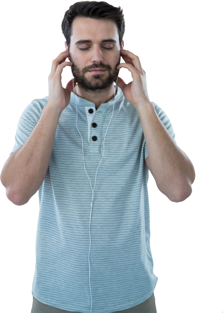 Man Relaxing and Listening To Music Through Headphones on Transparent Background - Download Free Stock Images Pikwizard.com