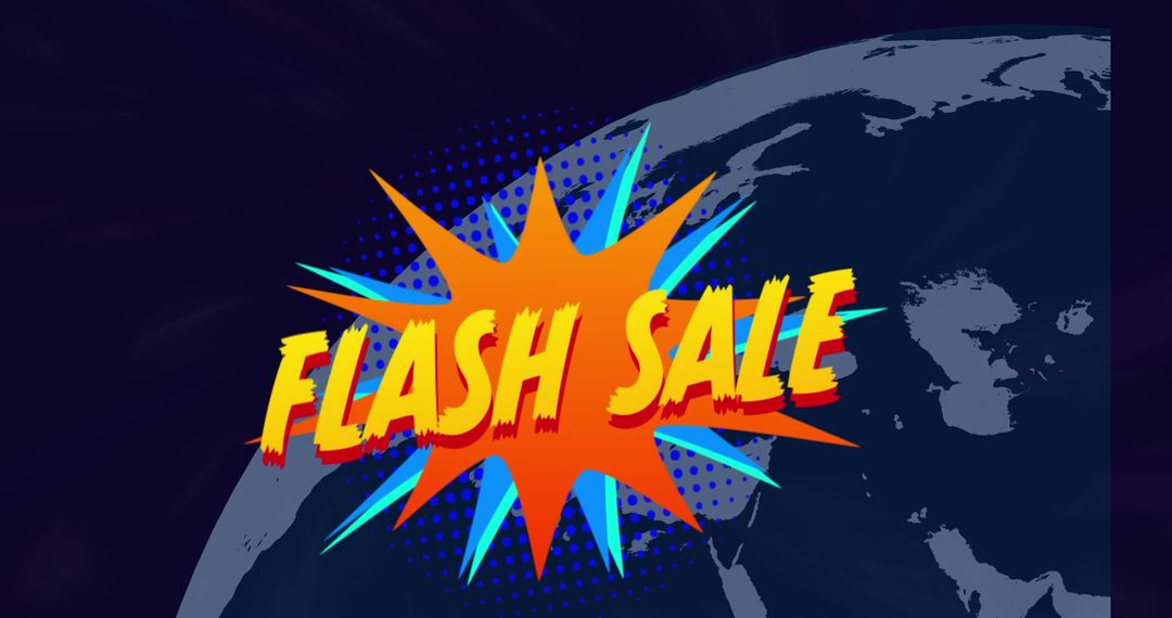 Vibrant Flash Sale Banner with Globe in Background