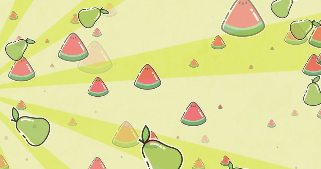 Cute Watermelon and Pear Pattern with Yellow Background - Free Images, Stock Photos and Pictures on Pikwizard.com
