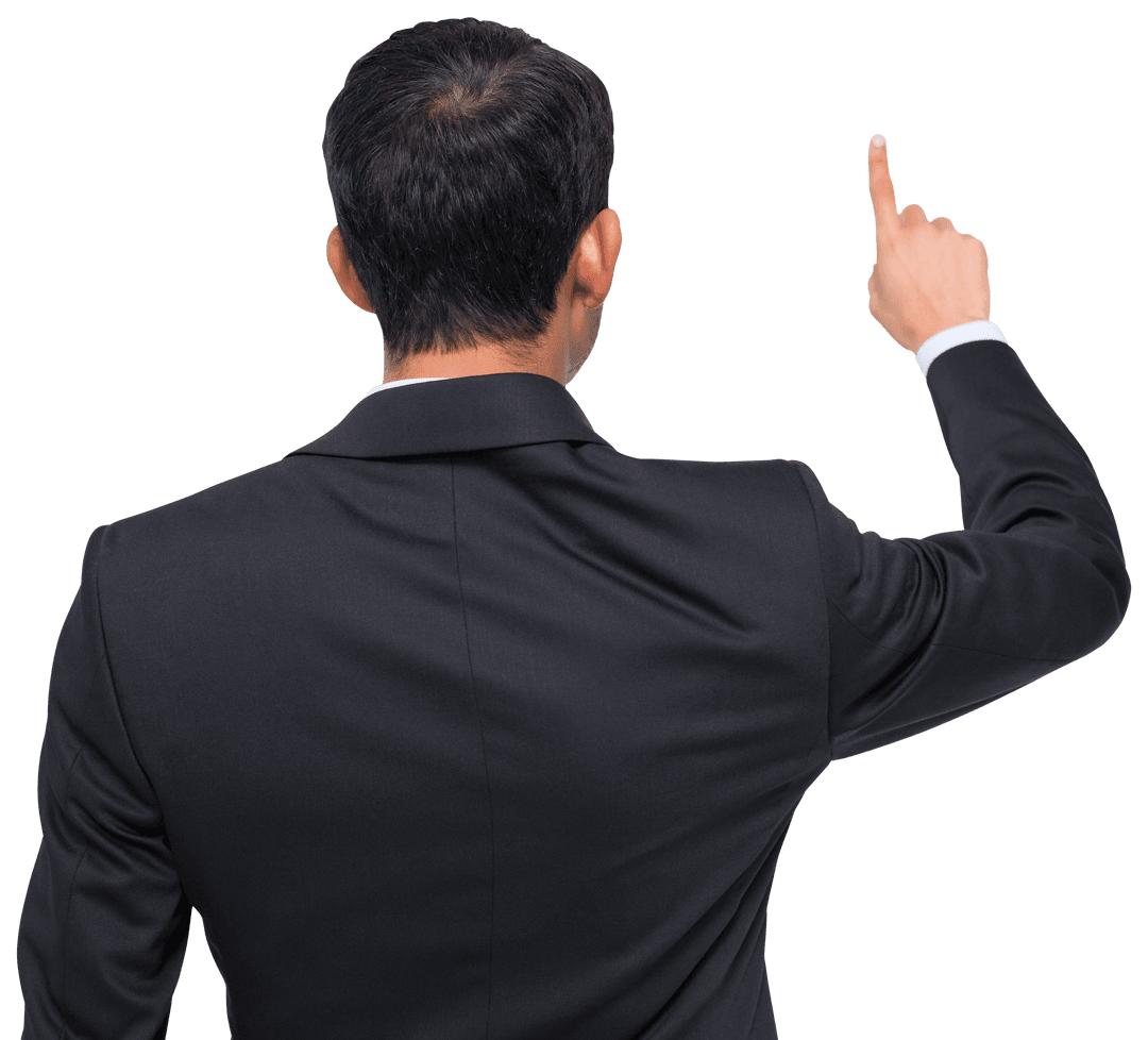 Businessman Pointing Gesture Transparent Look