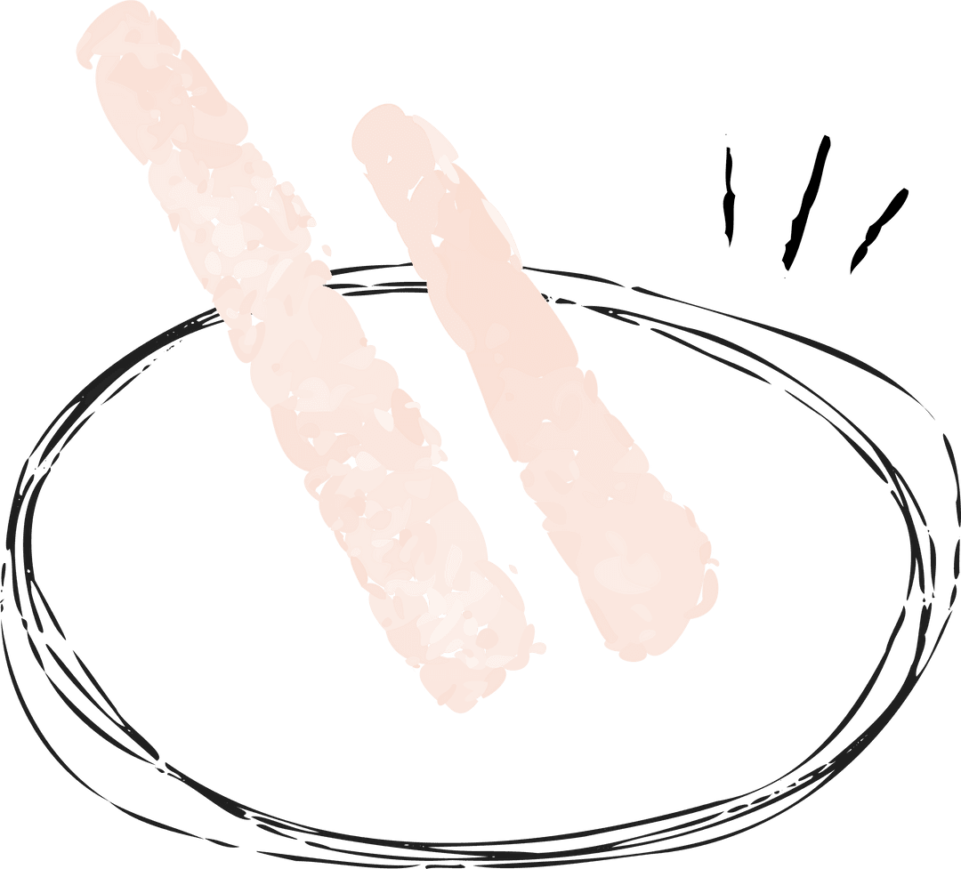 Minimalist Flat Design Breaded Sticks on Transparent Background