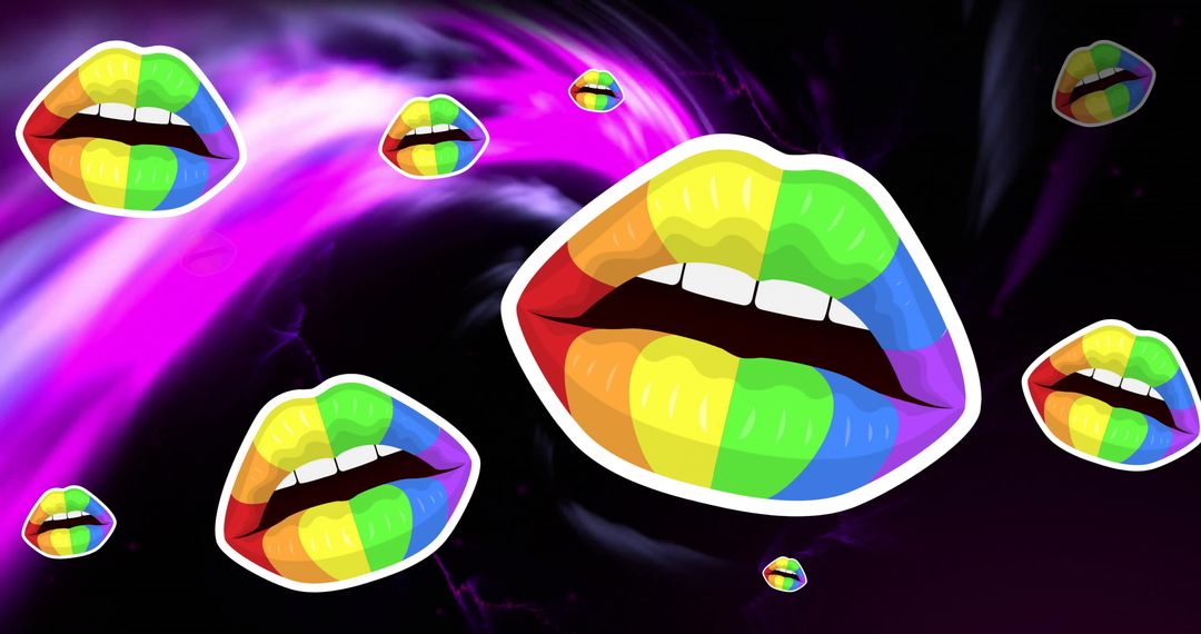 Vibrant Rainbow Lips on Abstract Background Representing Freedom