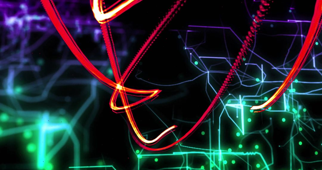 Colorful Abstract Neon Lines on Black Digital Background